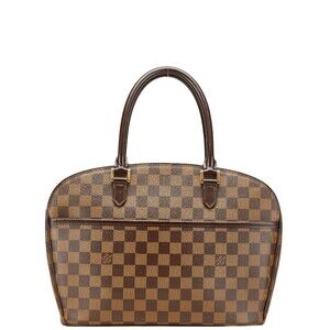 Louis Vuitton Damier Saria Horizontal Handbag Brown Leather